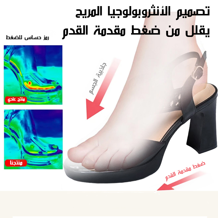 Healthy-foot  حذاء نسائي من الجلد الطبيعي مفتوح المقدمة منسوج باللون الأسود، كعب بارتفاع 7 سم، يعزز أناقتك وحضورك الجذاب-healthy-foot