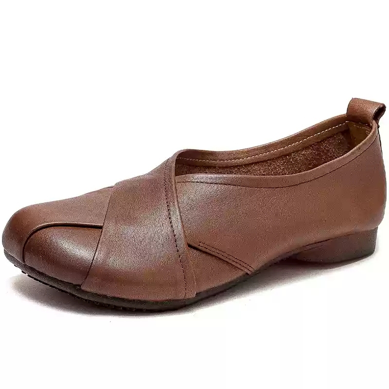 Healthy-foot حذاء نسائي كاجوال من جلد الغنم، كعب منخفض 2 سم، ناعم ومريح، أنيق للارتداء اليومي، ومريح للعمل-healthy-foot