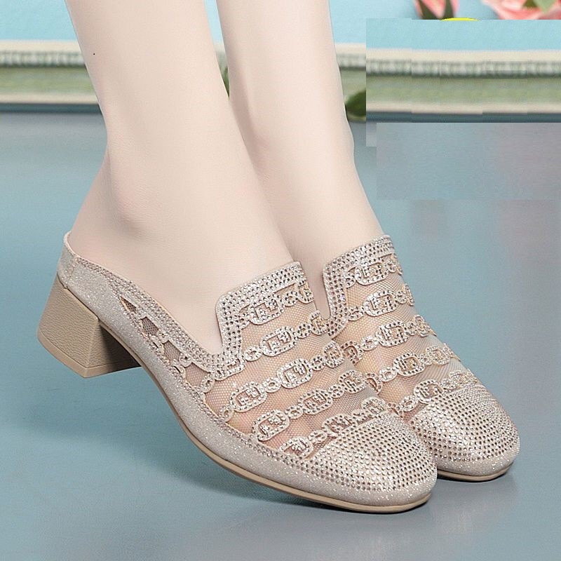 Healthy-foot حذاء مفتوح من الشبكة الفرنسية مريح للتنفس، مغلق من الأمام، كعب بارتفاع 3 سم، مريح للارتداء، مناسب بشكل أكبر للاستخدام اليومي-healthy-foot