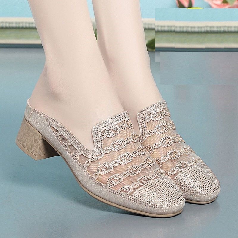 Healthy-foot حذاء مفتوح من الشبكة الفرنسية مريح للتنفس، مغلق من الأمام، كعب بارتفاع 3 سم، مريح للارتداء، مناسب بشكل أكبر للاستخدام اليومي-healthy-foot