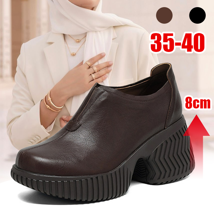 Healthy-foot حذاء كاجوال من الجلد الناعم مع شريط مطاطي مناسب لقصار القامة