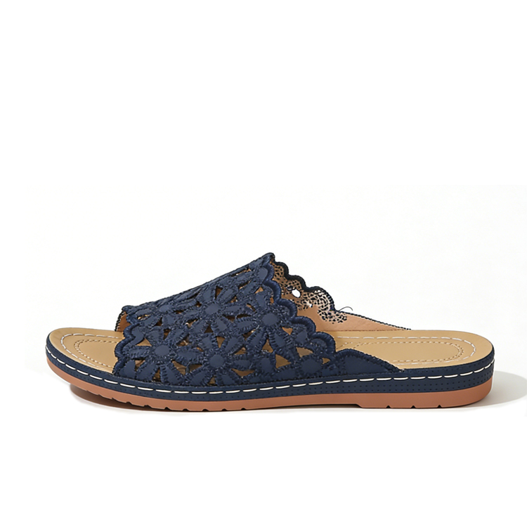  Healthy-foot نعال نسائية عتيقة من الدانتيل المخرم، تصميم نعل سميك، لون سادة، مصنوعة من جلد البقر، نعل مطاطي