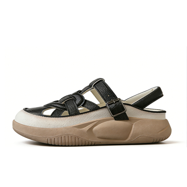 Healthy-foot صندل نسائي مجوف جيد التهوية مع المقدمة الدائرية والنعل الناعم