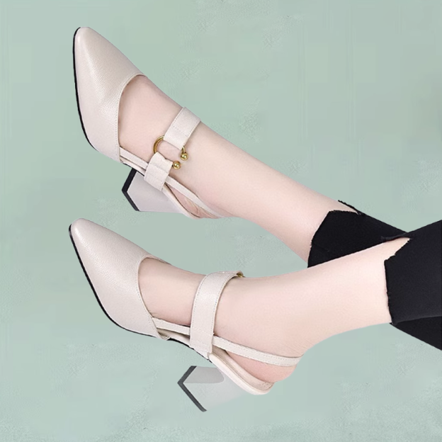 Healthy-foot   صندل نسائي بكعب عالٍ من الجلد المجوف-healthy-foot