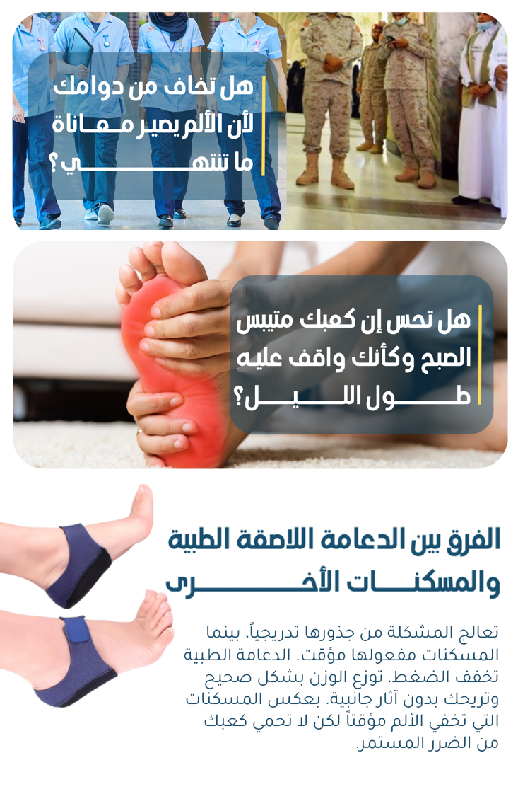 دعم الكعب لتخفيف آلام القدم مع شريط فيلكرو