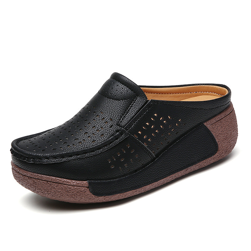 Healthy-foot   نعل سميك للنساء مفرغ، كعب 5 سم، خفيف وعملي، مناسب للارتداء اليومي-healthy-foot