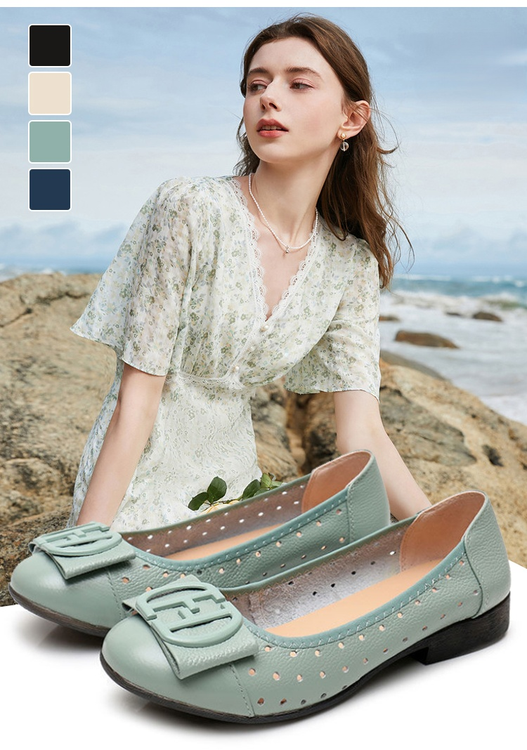 حذاء نسائي جلدي مجوف بتصميم أنيق وعصري