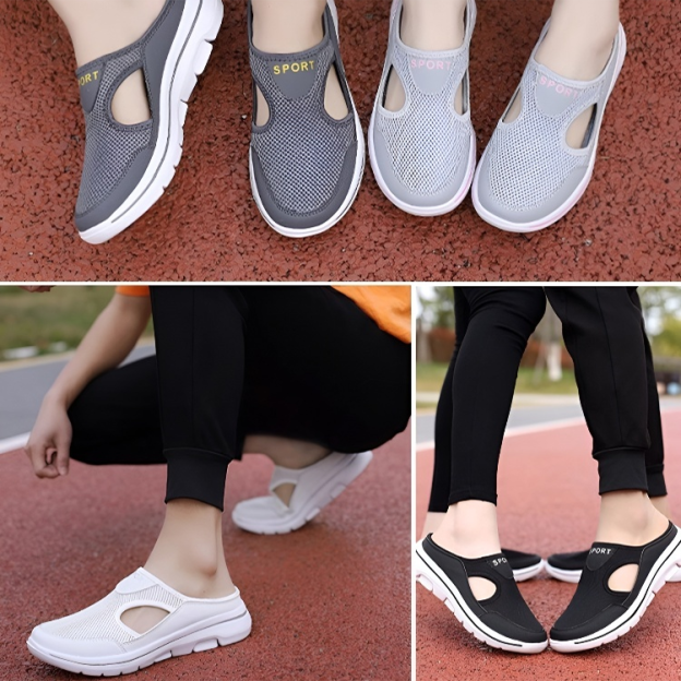 Healthy-foot    أحذية مسطحة مكشوفة للكعب، بنعل سميك مانع للانزلاق، ناعمة وراحة للقدم، مثالية للمسنين-healthy-foot