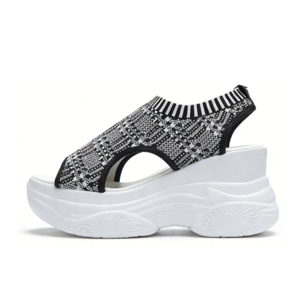 Healthy-foot حذاء نسائي مشبوك للرفع، كعب بارتفاع 9 سم، ذو مرونة عالية لا يضغط القدم، مصنوع من نسيج مُحبَك للغاية يسمح بالتهوية، تشعر قدماك بالراحة في كل خطوة، مثالي للمشي والعمل