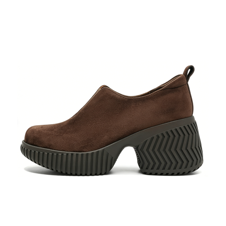 Healthy-foot حذاء كاجوال مصنوع يدويا من جلد غنم غير لامع بنعل سميك (زيادة الارتفاع بصريا 8 سم)