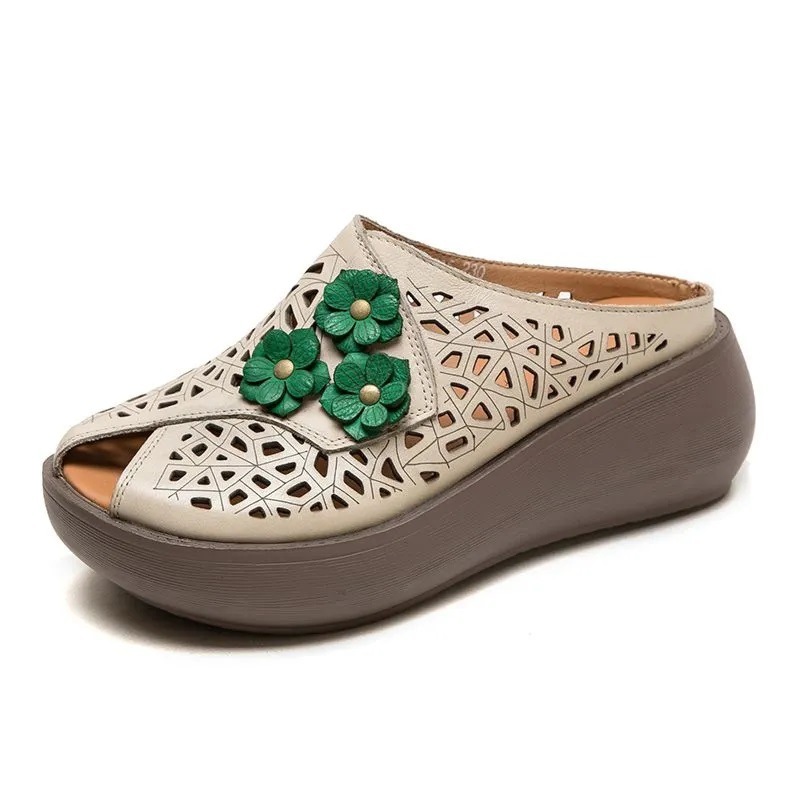 Healthy-foot صندل نسائي من الجلد مفتوح من الأمام، مع تفاصيل بروج دقيقة، يضيف ارتفاعًا ويجعل الساقين تبدو أنحف، مناسب للارتداء اليومي، سواء عند الخروج أو البقاء في المنزل-healthy-foot