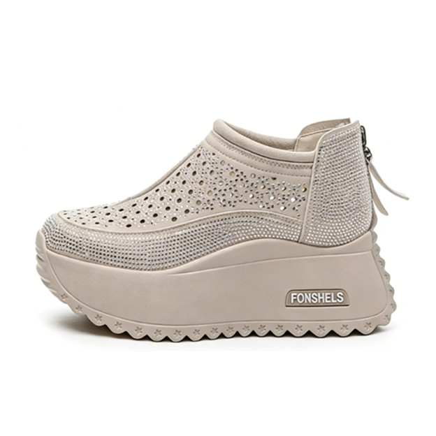 (زيادة الطول 8 سم بصريا) حذاء رياضي عصري بكعب سميك للنساء