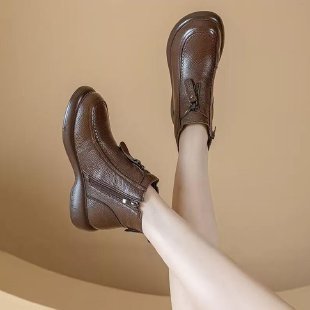 Healthy-foot حذاء نسائي من الجلد الطبيعي مع بطانة صوف دافئة، متوفر بمقاسات كبيرة، تصميم أنيق مثالي للارتداء اليومي-healthy-foot