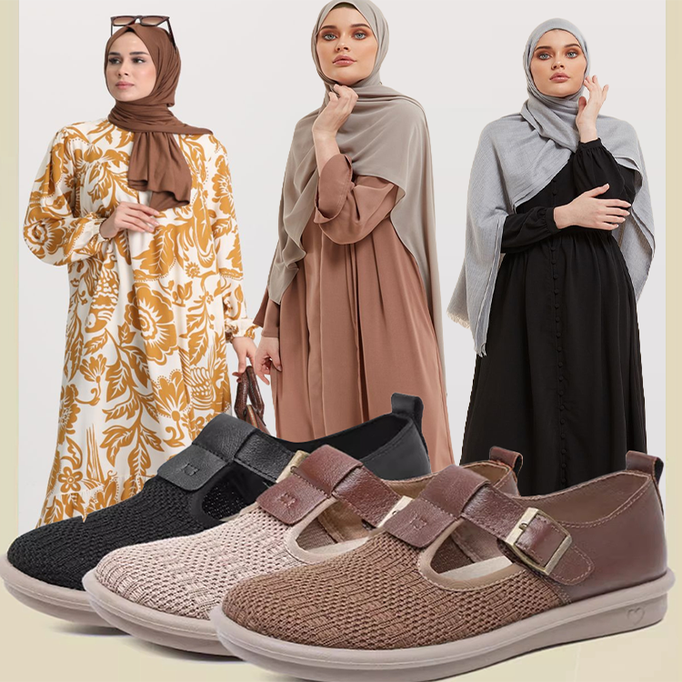 Healthy-foot حذاء محبوك مريح للسيدات بتصميم عريض مع إبزيم معدني مربع، ناعم وقابل للتنفس، مناسب للخروج أو للارتداء اليومي-healthy-foot