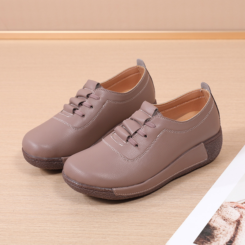 Healthy-foot  حذاء جلدي نسائي بكعب مائل بارتفاع 5 سنتيمتر، مع نعل سميك مضاد للانزلاق، يوفر دعمًا للقدم ويضمن الراحة في كل خطوة-healthy-foot