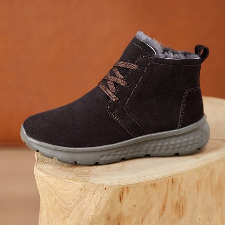 Healthy-foot  حذاء قطني مضاد للانزلاق، مبطن بفرو داخلي، كعب بارتفاع 3.5 سم، مقاوم للماء ومضاد للانزلاق، مناسب بشكل أكبر للنساء كبار السن للاستخدام اليومي-healthy-foot