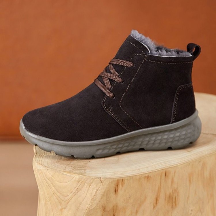 Healthy-foot  حذاء قطني مضاد للانزلاق، مبطن بفرو داخلي، كعب بارتفاع 3.5 سم، مقاوم للماء ومضاد للانزلاق، مناسب بشكل أكبر للنساء كبار السن للاستخدام اليومي-healthy-foot