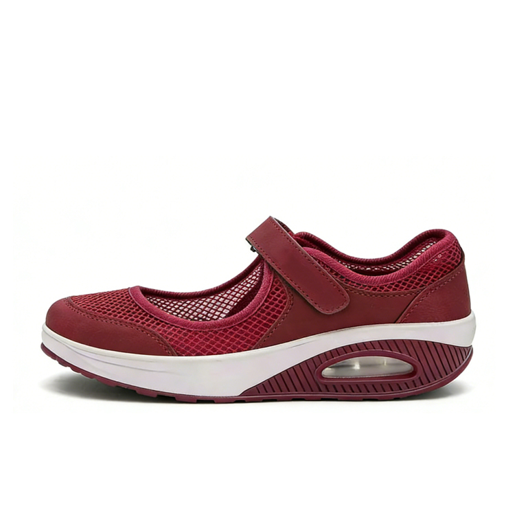 Healthy-foot   حذاء شبكي نسائي للراحة، مع تصميم شريط سحري يسمح بضبط المساحة الداخلية للحذاء بحرية. سهل الارتداء والخلع، مهوّى ومريح. متوفر بمقاسات كبيرة، مثالي للنساء من كبار السن