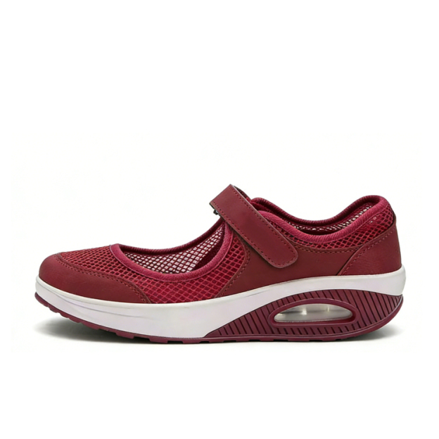 Healthy-foot   حذاء شبكي نسائي للراحة، مع تصميم شريط سحري يسمح بضبط المساحة الداخلية للحذاء بحرية. سهل الارتداء والخلع، مهوّى ومريح. متوفر بمقاسات كبيرة، مثالي للنساء من كبار السن