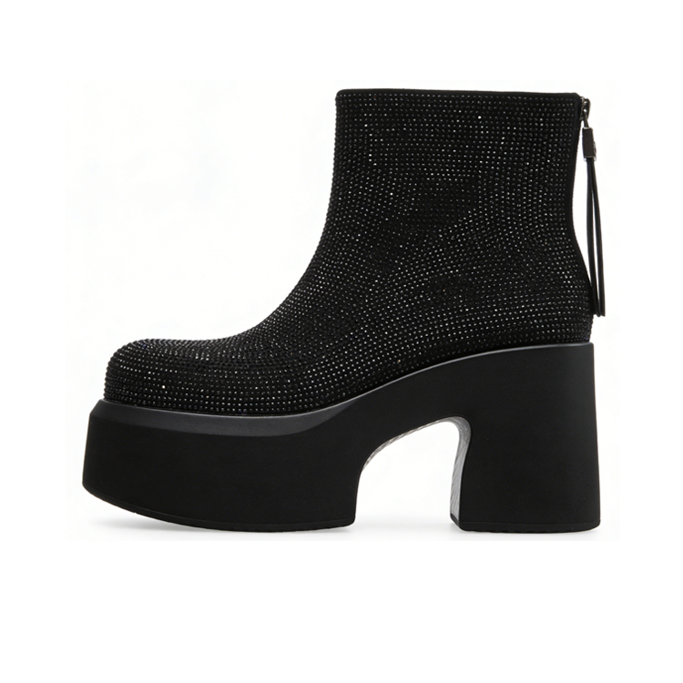 Healthy-foot أحذية مارتن المرصعة بالماس مع نعل سميك، يزيد الطول 8 سم - المثالية للحفلات والأعراس