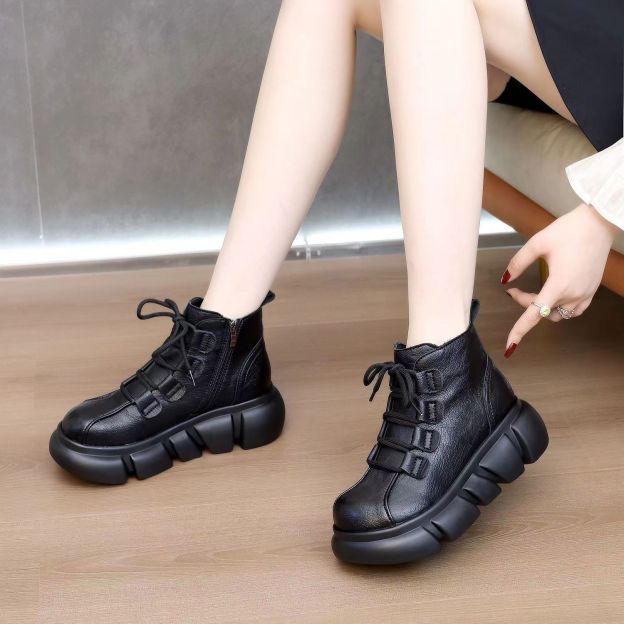 Healthy-foot حذاء بوت نسائي بالطراز الإنجليزي، كعب ناعم 6 سم، مريح وقابل للتنفس، يتميز بالراحة والمتانة، مثالي للارتداء اليومي ويعزز ثقتك-healthy-foot