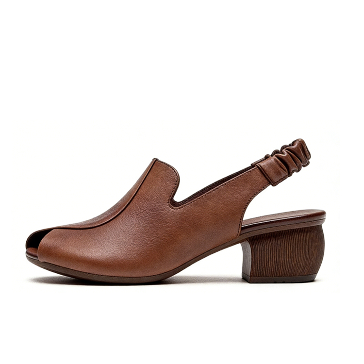 Healthy-foot حذاء نسائي مفتوح من الأمام برأس مستدير، مريح للغاية، كعب عالي وسميك بـ 7 سم، نعل مرن يمنع التعب عند الوقوف لفترات طويلة، مناسب للارتداء اليومي