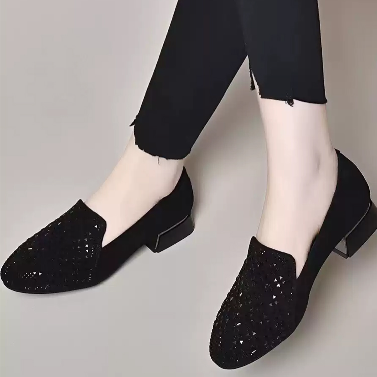 Healthy-foot [راحة من جلد الغنم]حذاء غير رسمي ذو نعل ناعم ومزين بالألماس