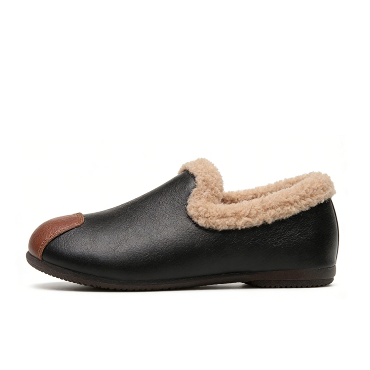 Healthy-foot حذاء نسائي فرنسي عتيق مصنوع من القطن المخملي الناعم والمريح، سهل الارتداء بفتحة ضحلة، مثالي للملابس اليومية