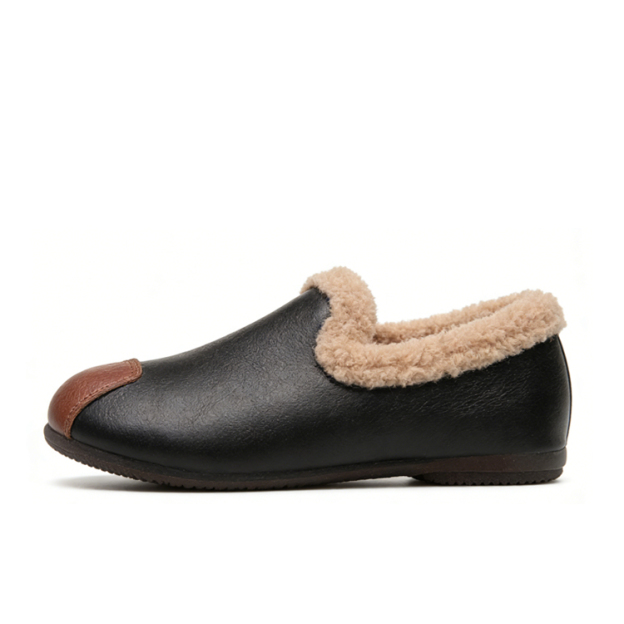 Healthy-foot حذاء نسائي فرنسي عتيق مصنوع من القطن المخملي الناعم والمريح، سهل الارتداء بفتحة ضحلة، مثالي للملابس اليومية