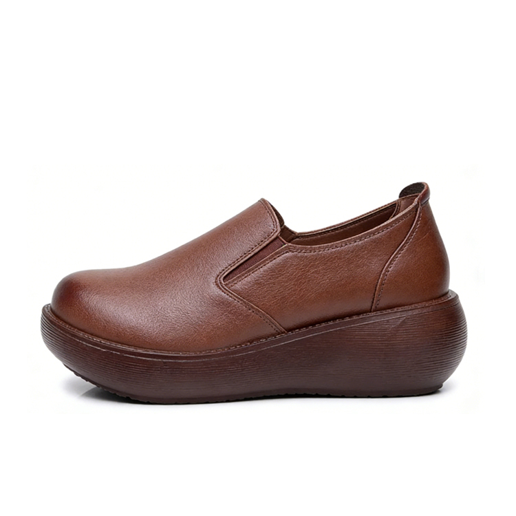 Healthy-foot حذاء نسائي جلدي بكعب سميك، مناسب لكل المناسبات سهل الارتداء والخلع بخطوة واحدة مثالي للعمل أو الارتداء اليومي