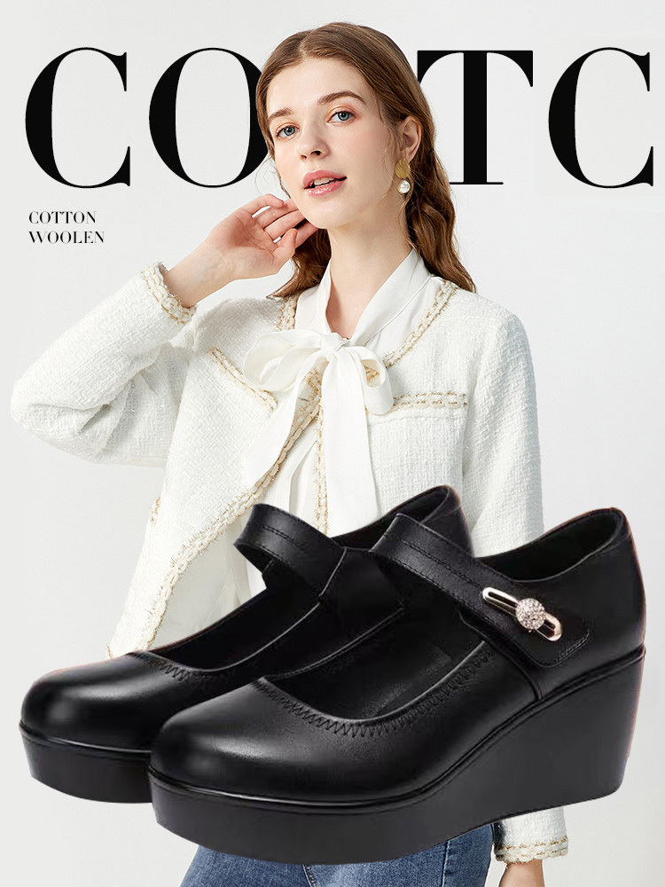 Healthy-foot حذاء جلدي نسائي إيطالي بنعل ناعم سميك