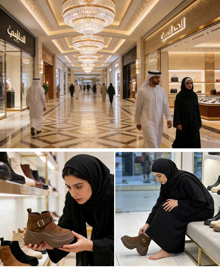 بوت مارتن عصري أسود لزيادة الطول بتصميم بريطاني