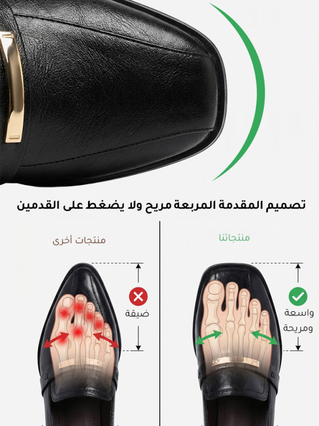 【نفس موديل المول】 حذاء نسائي بكعب عالٍ 6 سم من الجلد الناعم بمقدمة مربعة