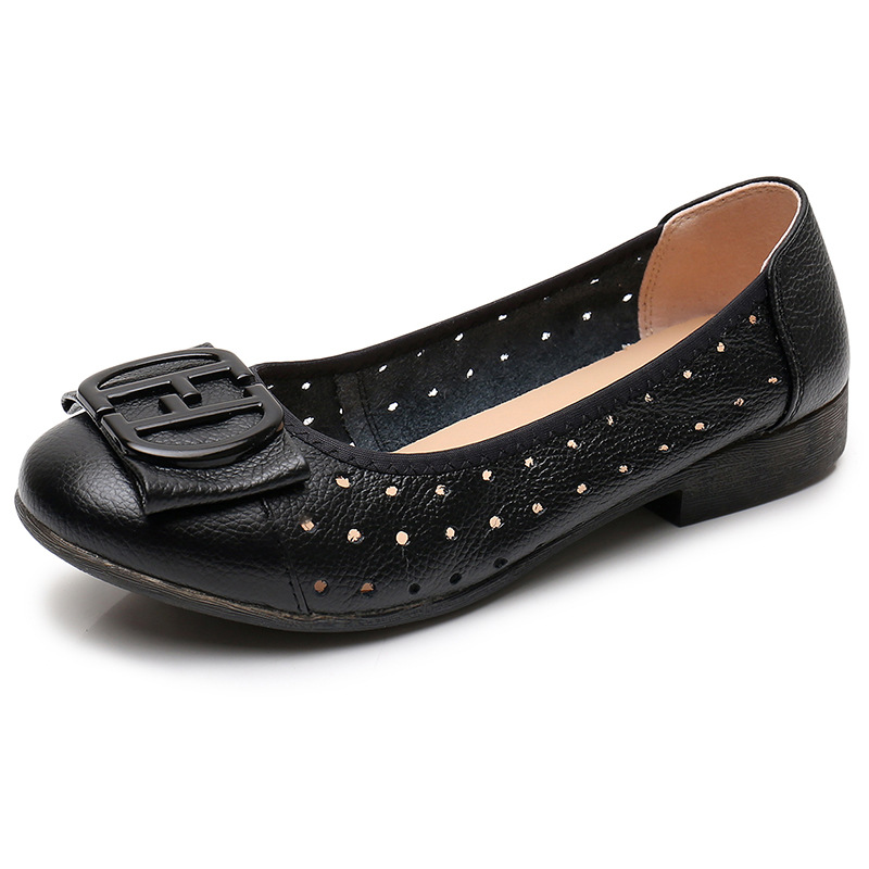 Healthy-foot  حذاء نسائي جلدي مجوف منخفض الرقعة ناعم النعل (أكثر مبيعا)