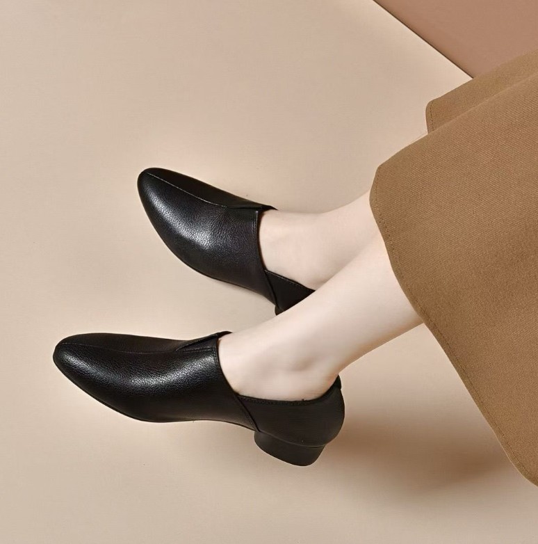 Healthy-foot حذاء نسائي مدبب ذو كعب عالي من الجلد الناعم، كعب بارتفاع 4 سنتيمترات، تصميم بسيط وكلاسيكي، نعل مريح يساعد على الوقوف لفترات طويلة دون التعب، مثالي للارتداء مع الزي الرسمي للعمل-healthy-foot