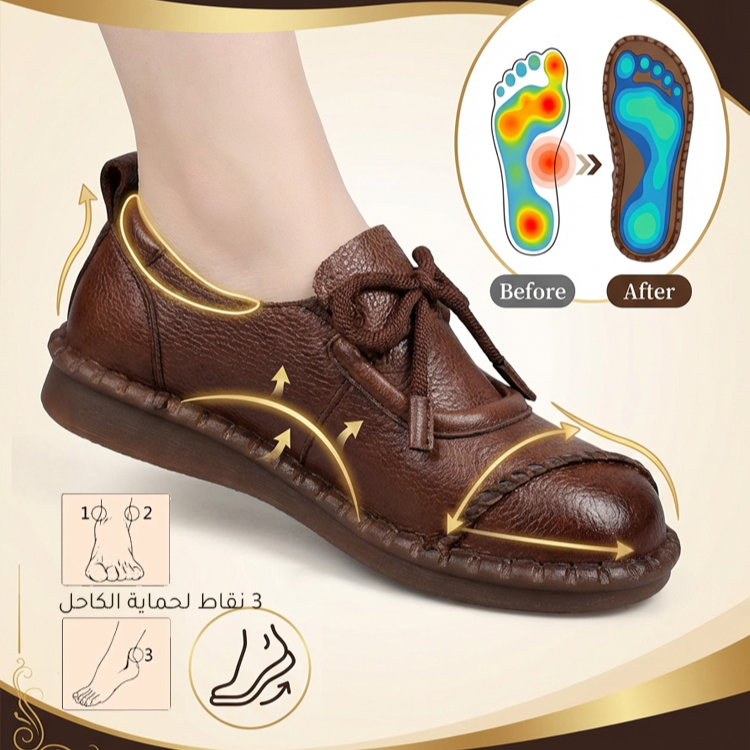 Healthy-foot حذاء نسائي مسطح مصنوع يدويًا بأسلوب عتيق