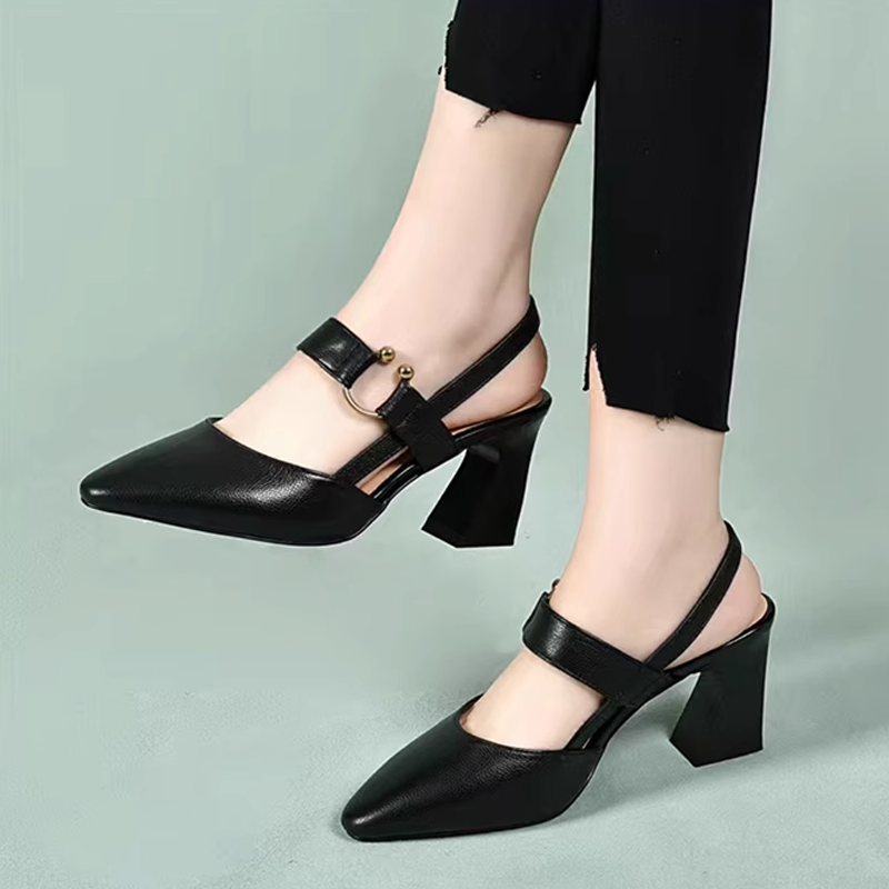 Healthy-foot   صندل نسائي بكعب عالٍ من الجلد المجوف-healthy-foot