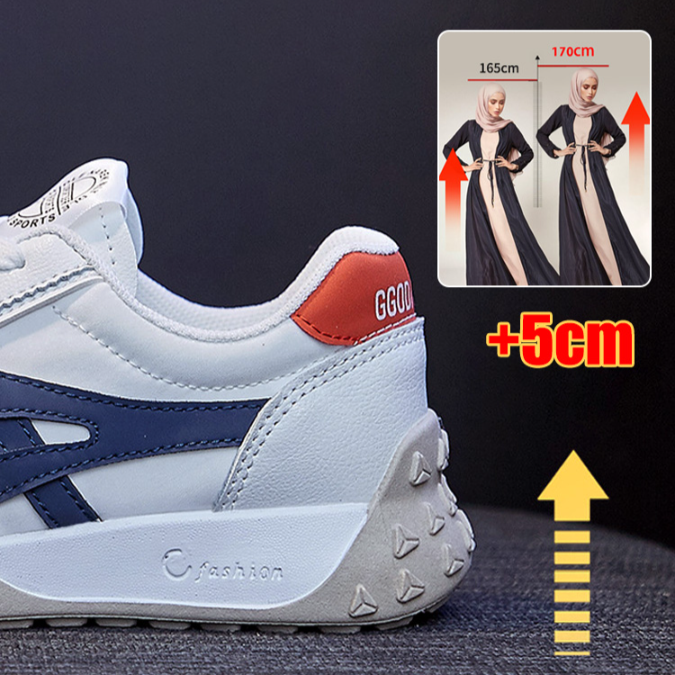 Healthy-foot حذاء رياضي أبيض للسيدات، مصنوع من الجلد الطبيعي، كعب مرتفع بارتفاع 5 سم، تصميم متباين الألوان عصري وعملي للاستخدام اليومي-healthy-foot