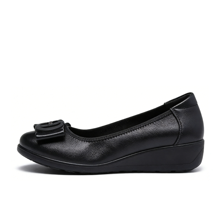 Healthy-foot حذاء راقي من جلد غنم مريح بكعب ويدج للنساء 