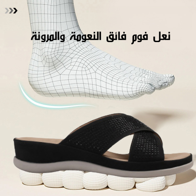 Healthy-foot   صندل روماني نسائي مرصع بالماس اللامع، أنيق وفاتن، نعل طري ومريح، مناسب للارتداء اليومي-healthy-foot