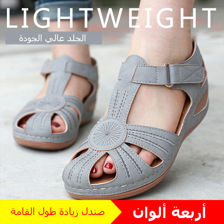 Healthy-foot صندل نسائي مضفور بكعب مائل، ارتفاع الكعب 5.5 سم، رأس مستدير يجعل القدم تبدو صغيرة، ويطيل القامة، مناسب للارتداء اليومي أو المواعدة-healthy-foot