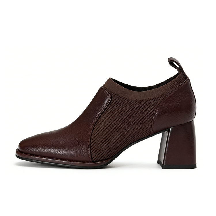 Healthy-foot حذاء بوت من جلد طبيعي وقماش مطاطي بستايل بريطاني راقي للنساء 