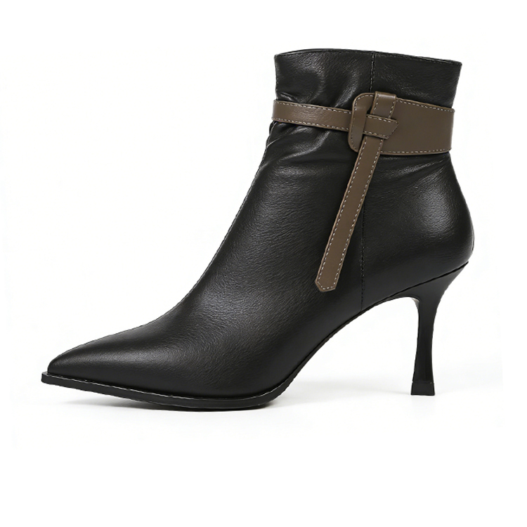 Healthy-foot حذاء كعب عالي بجلد طبيعي على الطراز الأوروبي الأمريكي (زيادة 8 سم)