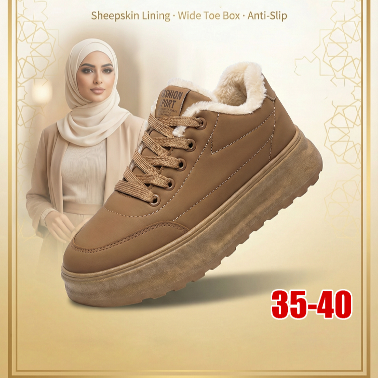 Healthyحذاء الثلج الشتوي النسائي المبطن بالفرو