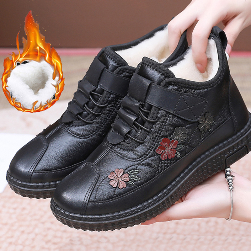 Healthy-foot حذاء مبطن بفرو ناعم من جلد الغنم الفاخر