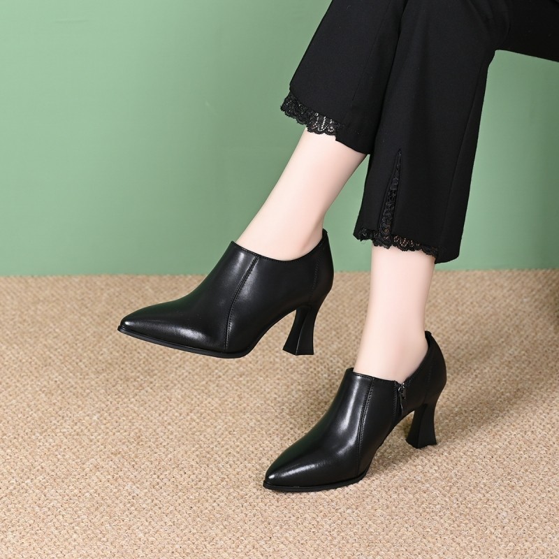 Healthy-foot كعب عالٍ بسيط بارتفاع 5 سم، مع جلد واسع وطري يجعل قدميك مرتاحتين، لا يتعب قدميك حتى بعد الوقوف لفترات طويلة، مثالي للتنقل اليومي أو الارتداء العادي-healthy-foot