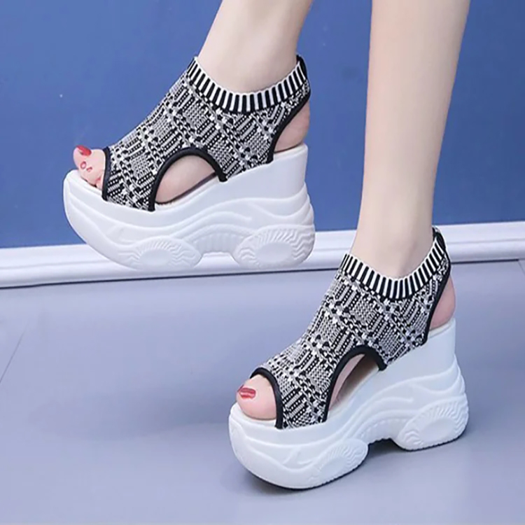 Healthy-foot حذاء نسائي مشبوك للرفع، كعب بارتفاع 9 سم، ذو مرونة عالية لا يضغط القدم، مصنوع من نسيج مُحبَك للغاية يسمح بالتهوية، تشعر قدماك بالراحة في كل خطوة، مثالي للمشي والعمل-healthy-foot