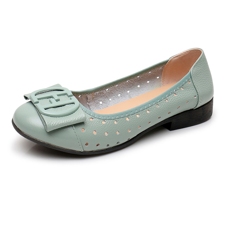 Healthy-foot  حذاء نسائي جلدي مجوف منخفض الرقعة ناعم النعل (أكثر مبيعا)