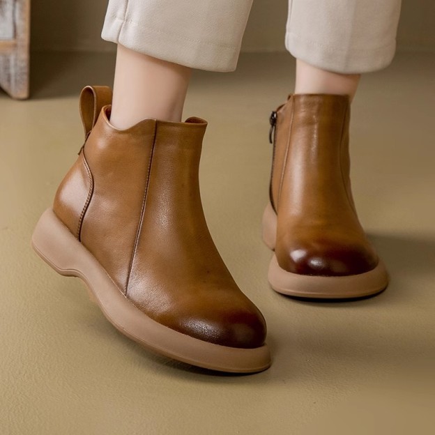 Healthy-foot حذاء بوت مارتن معتق مصنوع يدويا بنعل ناعم-healthy-foot