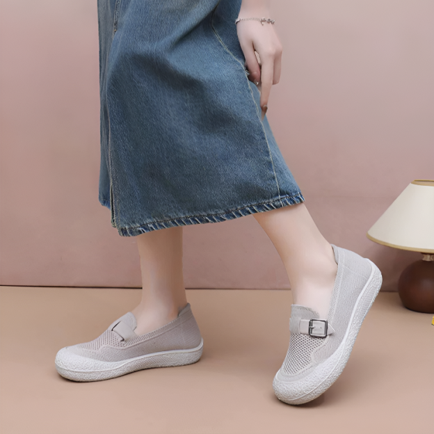 Healthy-foot   حذاء نسائي للتنقل بإبزيم مربع وتصميم سهل الارتداء بخطوة واحدة، مثالي للسيدات كبيرات السن للارتداء اليومي-healthy-foot